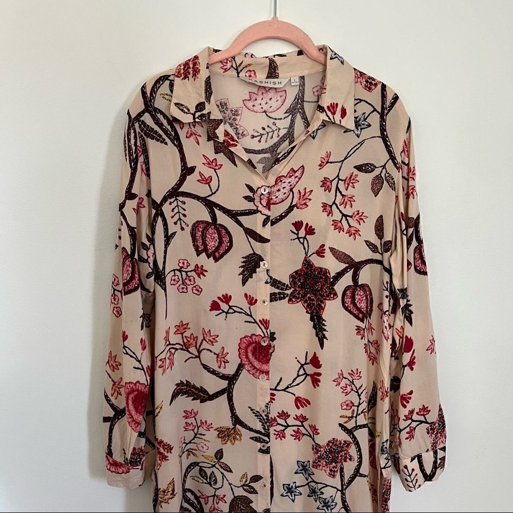 KASHISH India Long Floral Tunic Dress Top Large